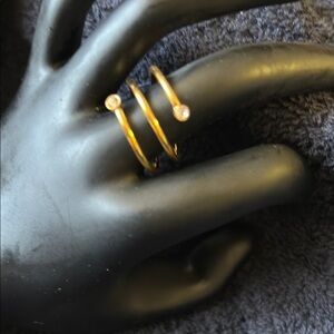 Gold Spiral Ring with Crystals